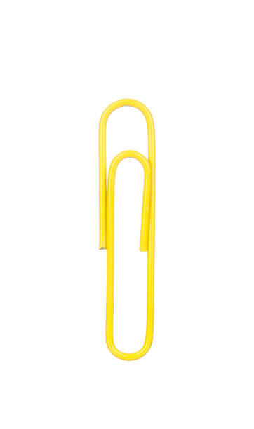 istock Yellow paper clip isolated on white 490716256