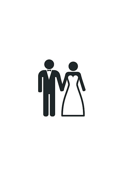 illustrazioni stock, clip art, cartoni animati e icone di tendenza di nozze sposi icona. sposa e sposo. - wedding groom bride two parent family