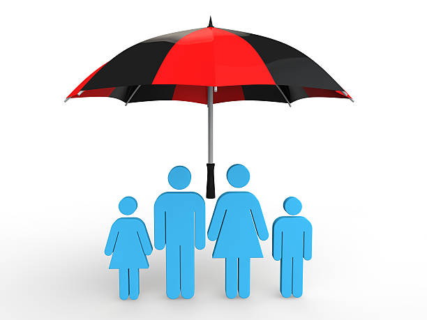 istock 3d family under umbrella 490717022