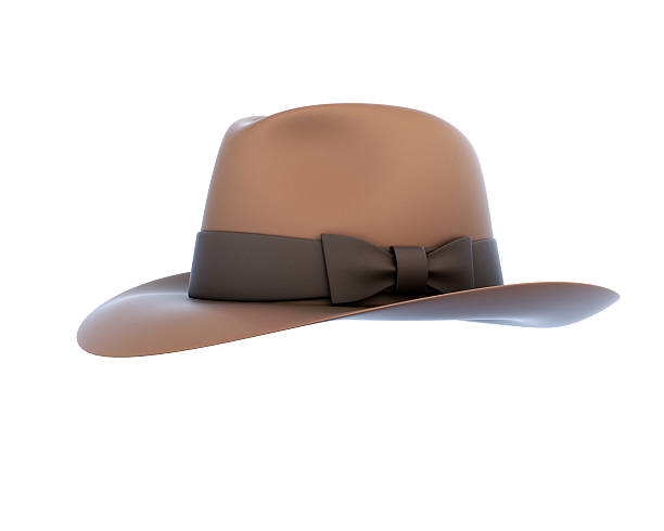 istock Brown mens hat with a bow isolated on white background. 490718028