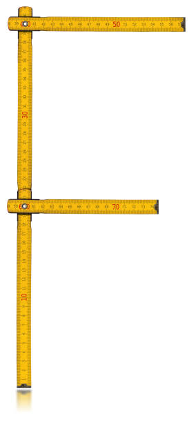 istock Font F - Old Yellow Meter Ruler 490718866
