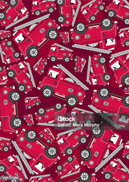 Fire Engine Racing Pattern Cartoon Fire Engine Pattern Stock Illustration - Download Image Now ...