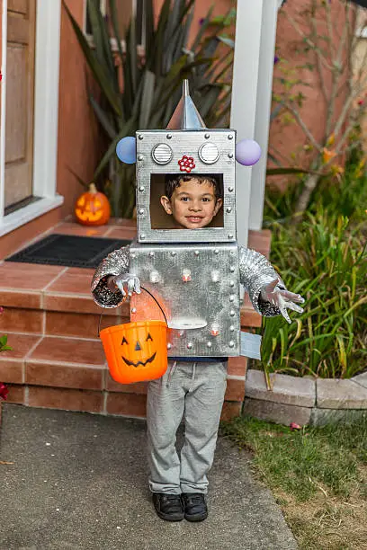 Photo of Happy Halloween: Little Boy Robot for Trick or Treating