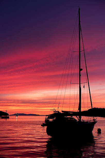 Sunset seen from Korcula Island, Croatia.