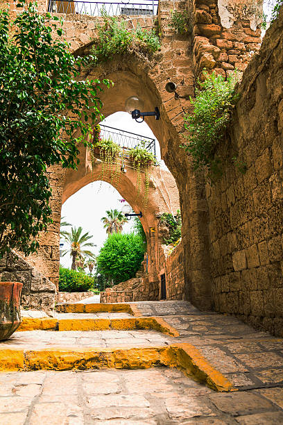 old stone city Jaffa in Tel Aviv stock photo