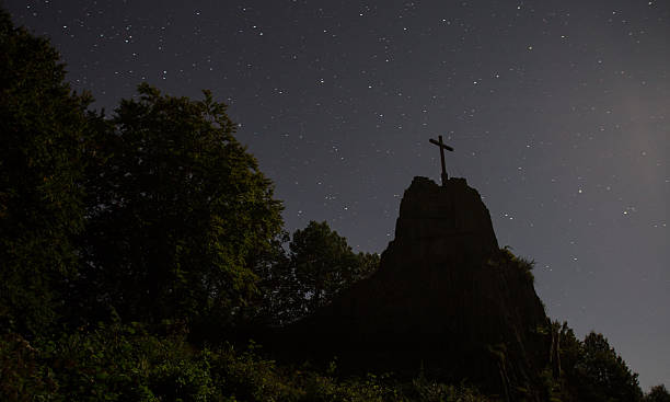 istock druidenstein stone near kirchen germany at night 490725276