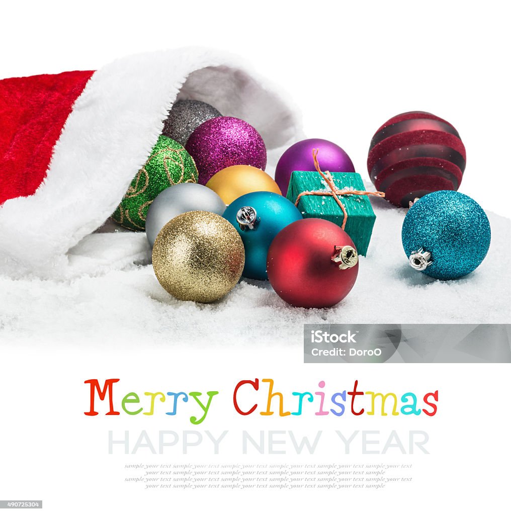 Christmas balls and gifts Christmas balls and gifts under the Christmas tree 2015 Stock Photo