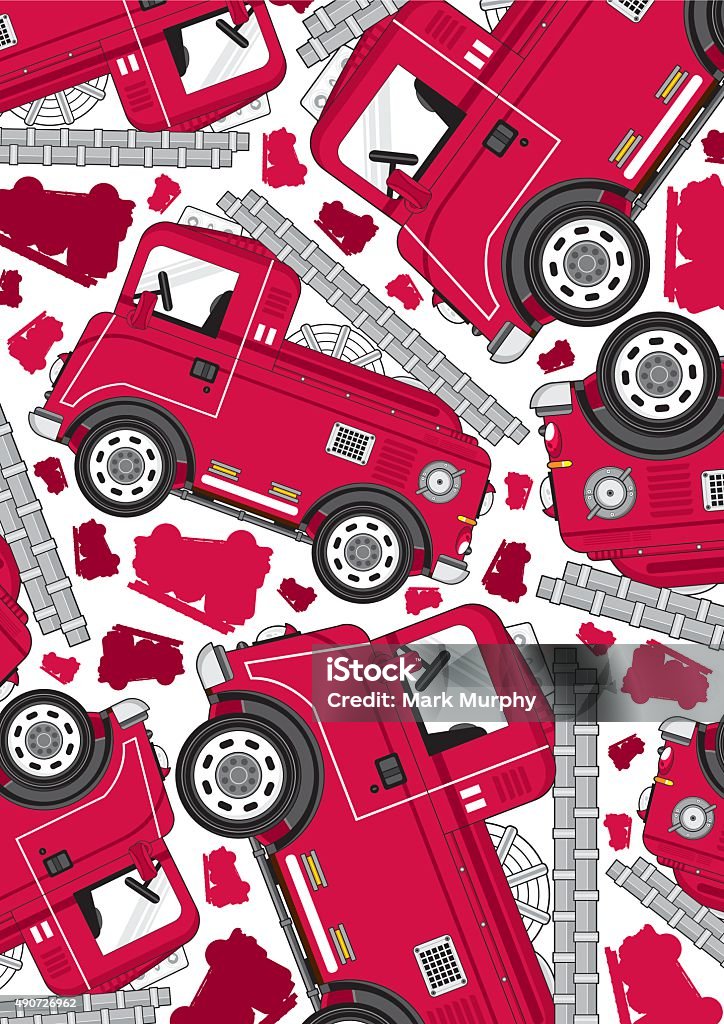 Fire Engine Pattern Material Cartoon Fire Engine Pattern Stock Illustration - Download Image Now ...