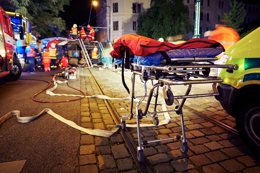 Accident on the city road at night