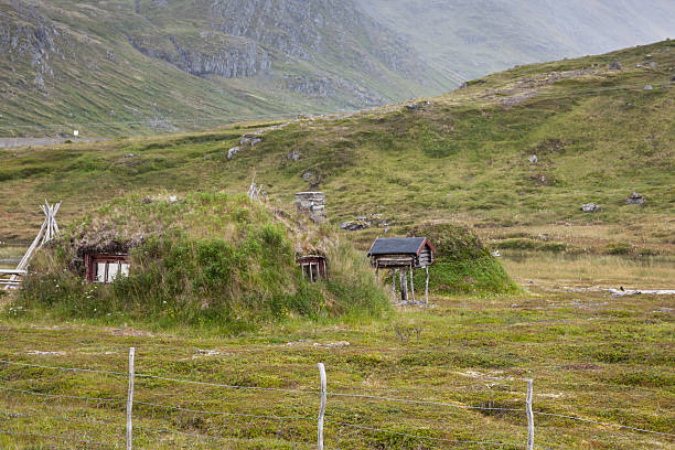 istock Norwegian typical grass roof country house 490733573