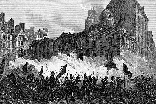 illustrazioni stock, clip art, cartoni animati e icone di tendenza di attacco del palazzo reale durante la rivoluzione francese - french revolution