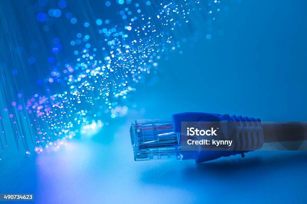 Network Cable With High Tech Technology Color Background Stock Photo - Download Image Now