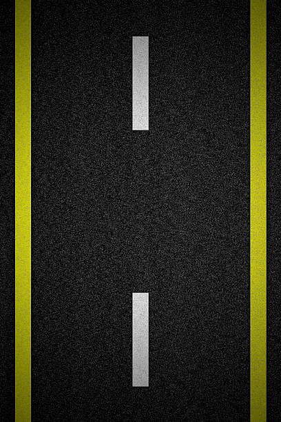 illustrazioni stock, clip art, cartoni animati e icone di tendenza di strada con due righe bianco e giallo tratteggiato - stone backgrounds textured effect asphalt