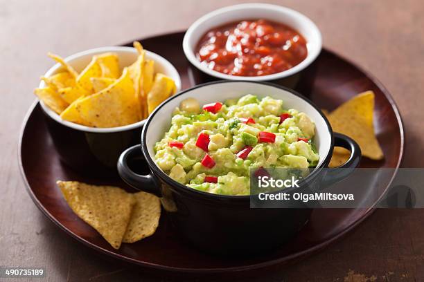 Guacamole With Avocado Lime Chili And Tortilla Chips Stock Photo - Download Image Now