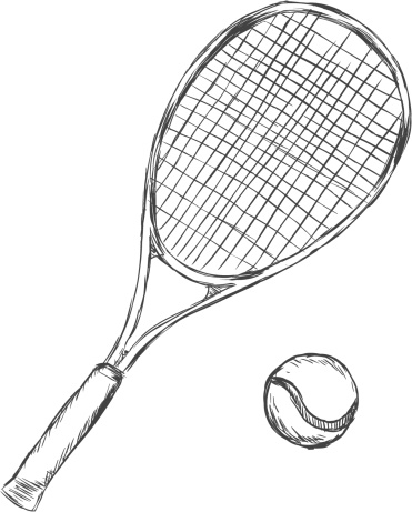 Vector Sketch Tennis Racket and Ball