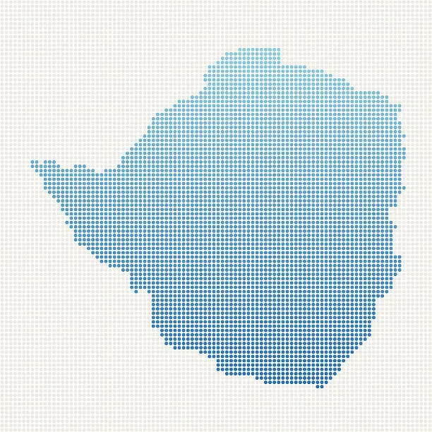 Vector illustration of Zimbabwe Map Blue Dot Pattern