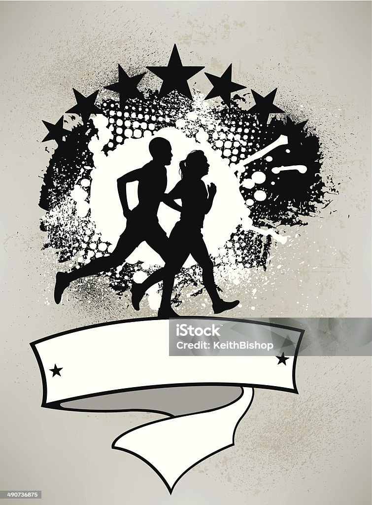 Interracial coppia Jogging-Fitness grafica - arte vettoriale royalty-free di Correre