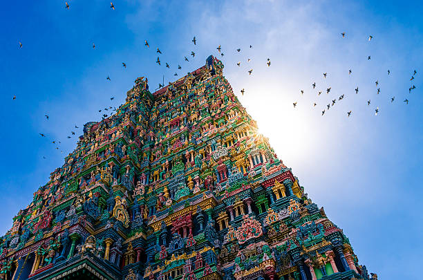 meenakshi templo em madurai, tamil nadu, sul da índia - madurai kerala india tamil nadu imagens e fotografias de stock