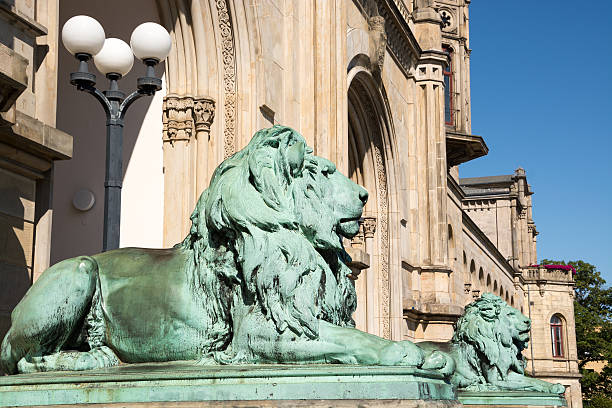 istock Lion statues in front of University Hannover, Germany 490736945