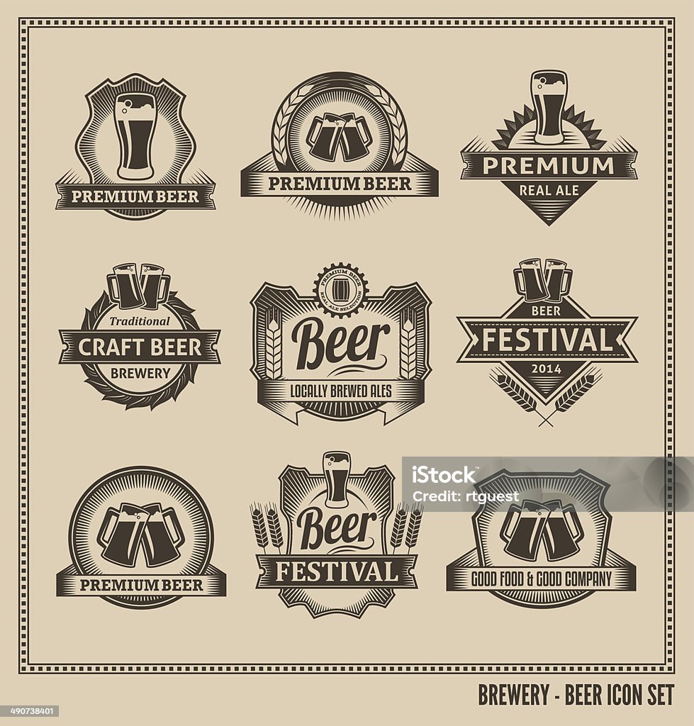 Bier-Symbol Vektor-Design-Set - Lizenzfrei Biergarten Vektorgrafik