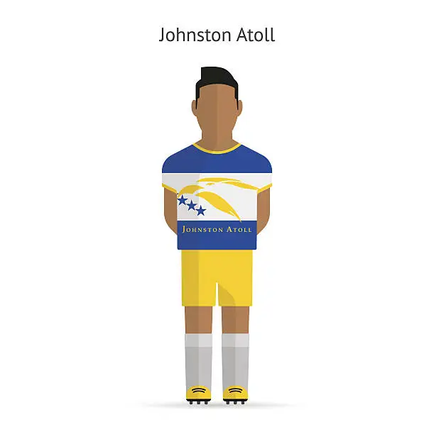 Vector illustration of Johnston Atoll football player. Soccer uniform.