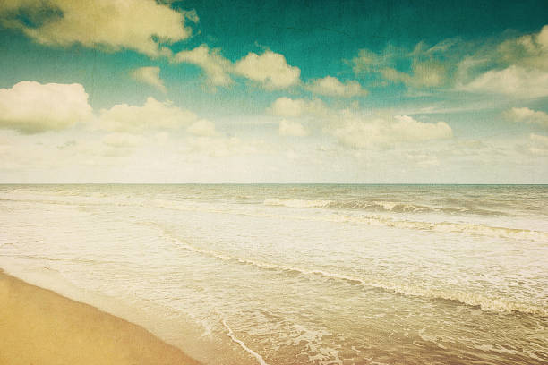 istock Retro beach and blue sky for summer background 490747984