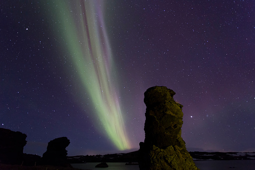 Northern Lights above Myvatn lake,Iceland