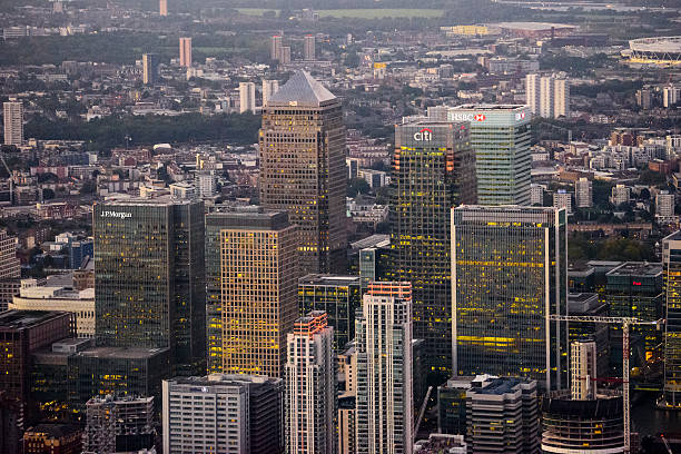 istock Canary Wharf office blocks at dusk 490748318