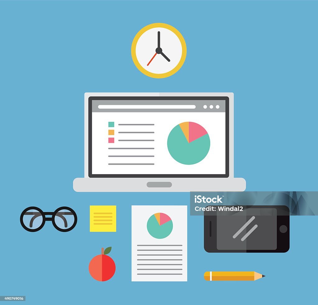 Computer Related Objects Graphics Laptop Computer And Objects Stock Illustration - Download Image Now ...
