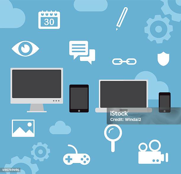 Multiple Device Cloud Computing Stock Illustration - Download Image Now ...