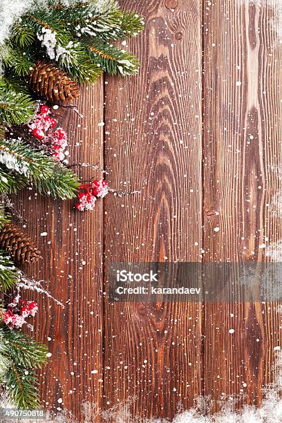 Christmas Background With Fir Tree Stock Photo - Download Image Now - Christmas, Backgrounds, Wood - Material