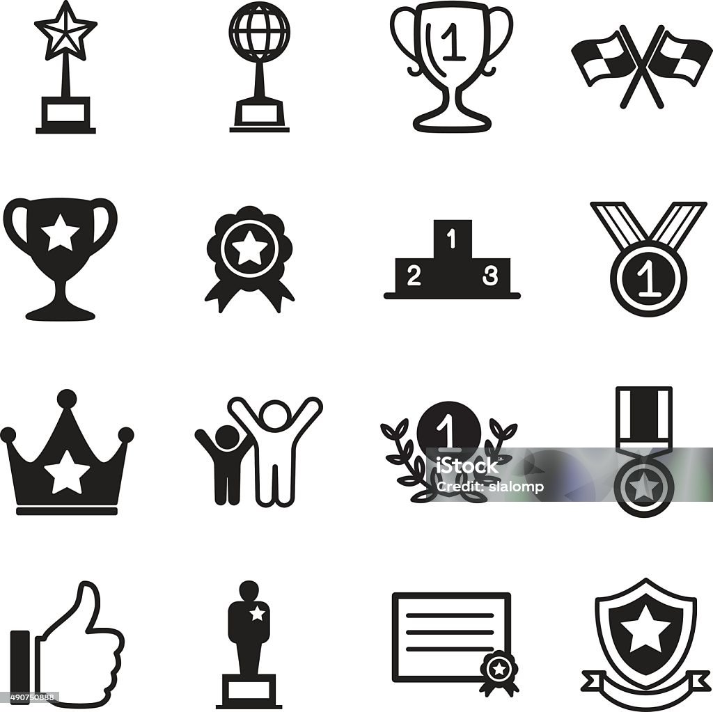 Win and success icons Win and success icons set On Top Of stock vector