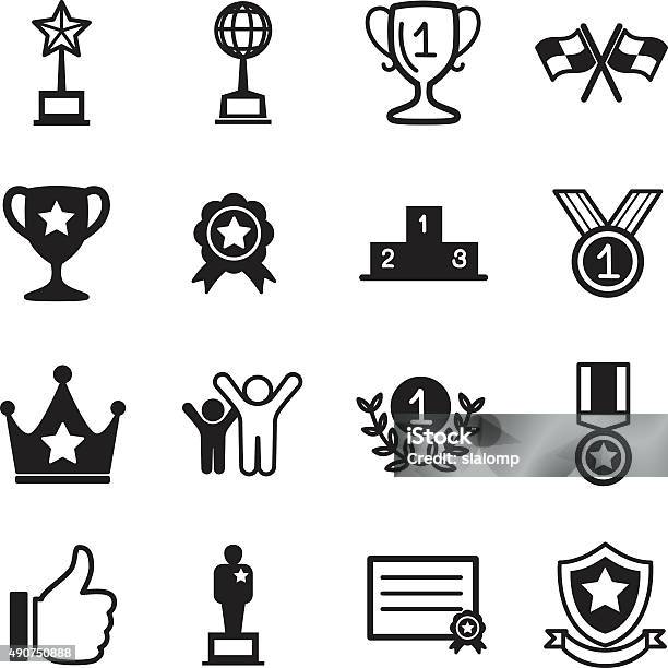 Win And Success Icons Stock Illustration - Download Image Now - On Top Of, Icon Symbol, Thumb