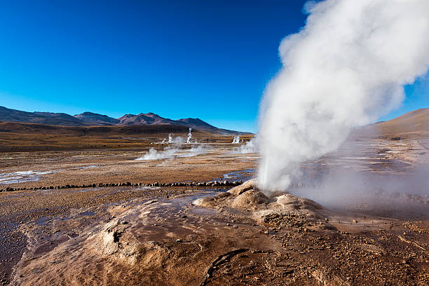 geysers del tatio в пустыне атакама - гейзер стоковые фото и изображения