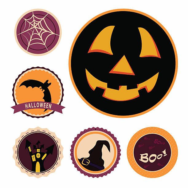 halloween-embleme - störer stock-grafiken, -clipart, -cartoons und -symbole