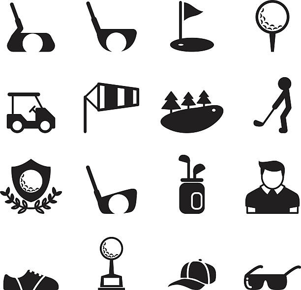 Golf icon set Golf icon set golf cart vector stock illustrations