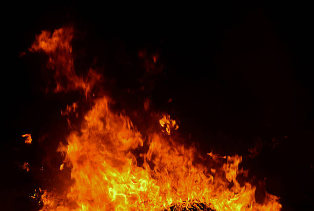 istock Beautiful abstract flame of fire on the black background 490754970