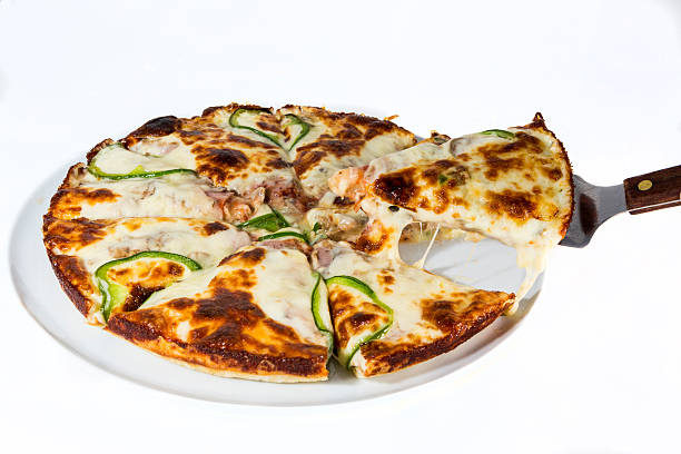 istock Italian pizza served Isolated on white background 490755022
