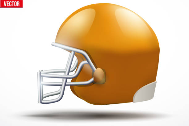 realistische american-football-helm. seite view - football helmet american football yellow american football uniform stock-grafiken, -clipart, -cartoons und -symbole