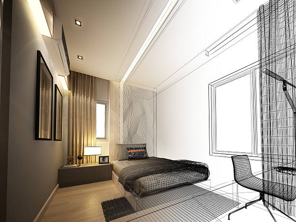 istock abstract sketch design of interior bedroom 490758188