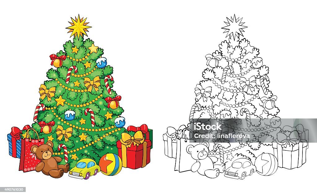 Vetores de Livro De Colorir Árvore De Natal Com Enfeites E Presentes e mais  imagens de Colorindo - iStock