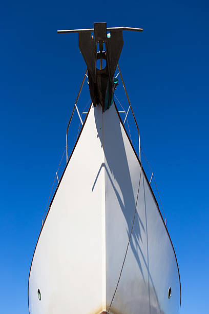 istock Part of big white ship moored in port 490772666
