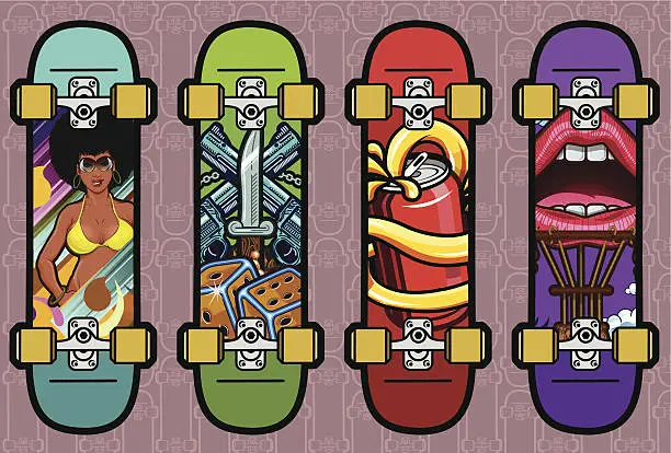 Vector illustration of Skateboard art design