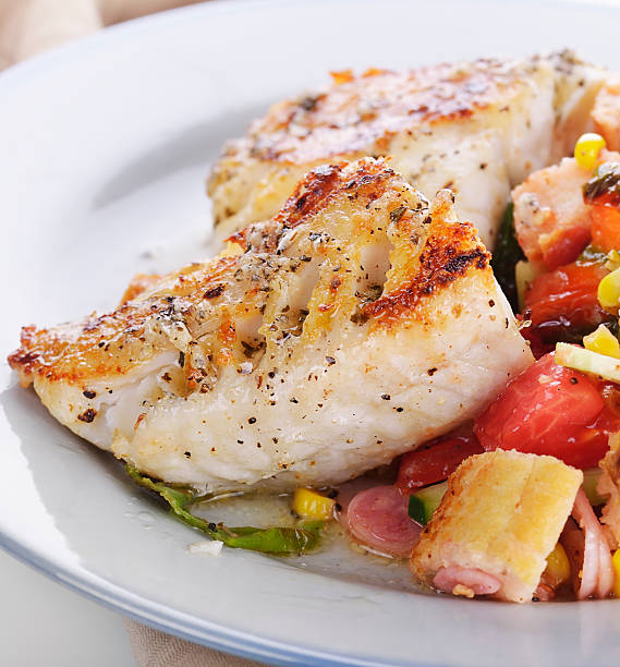 Mahi Mahi Fillets with Salad stock photo