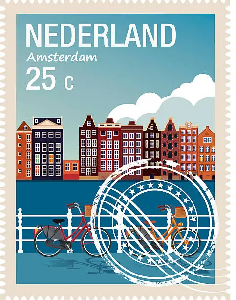 Vector illustration of Netherlands Stamp