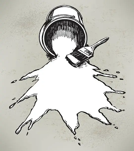 Vector illustration of Paint Can - Spilled