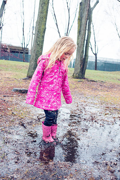 istock Little girl in puddle 490774283