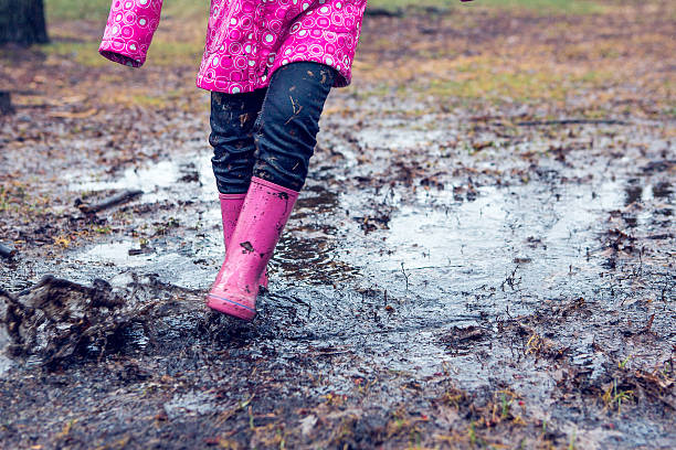 istock Little girl in puddle 490774313