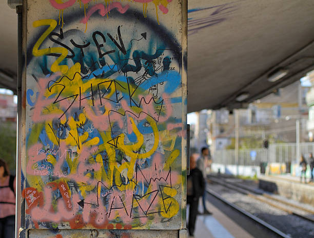 istock Graffiti at railway station Ercolano Scavi Italy 490776267