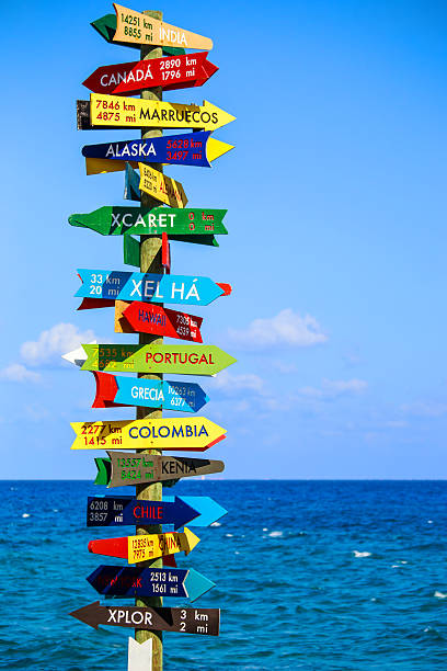 Funny direction signpost stock photo